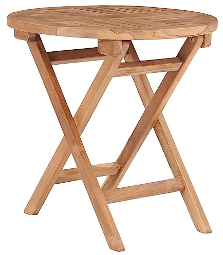 Mandloder Gartentisch Klappbar 45 cm Massivholz Teak, Witterungsbeständig, Rund, für Balkon, Terrasse, Garten, Outdoor Möbel Set