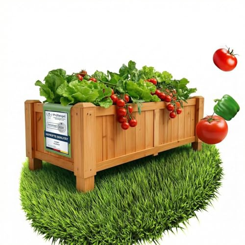 Coemo Beet Holz, 90x40x30 cm, Stabiler Blumenkasten, Terrasse & Garten | Kräuterbeet & Pflanztrog für Balkon, inkl. Pflanzvlies, Pflanzkasten aus Massivholz, Vielseitiger Blumenkasten, Langlebig
