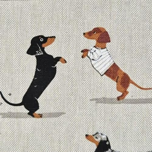 Stoff Meterware zun Nähen Dackel Stoff – Dachshund - Hunde Stoff mit Dackeln – Baumwoll-Mischgewebe – Hundestoff für Kleidung, Kissen, Taschen, Patchwork & DIY Hundemotiv