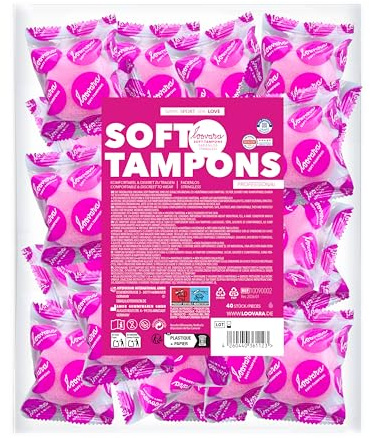 LOOVARA Soft Tampons PROFESSIONAL – 40 Stück – Weiche, komfortable Tampons ohne Rückholfaden – Größere Passform für sicheres, stabiles Tragegefühl – Diskret & hygienisch