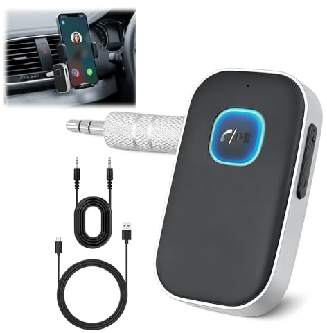 Bluetooth Car Adapter 3.5mm Jack, 5.0 AUX Transmitter Receiver