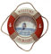 linoows Wanduhr im Rettungsring, Maritime Uhr Rot/Weiß Welcome On Board 35 cm