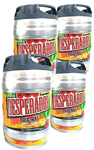 4 x Desperados Bier mit Tequila Partyfass 5 Liter Fass inkl. Zapfhahn 5,9% vol.