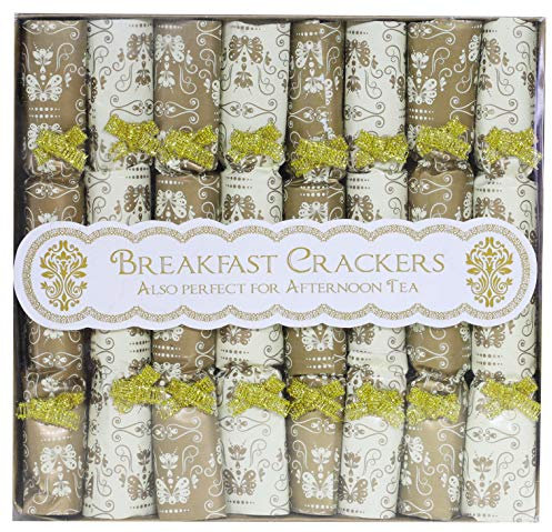 Toyland Pack of 8 - Mini Gold Breakfast Crackers - Christmas Crackers - Each cracker measures 11cm x 1.5cm