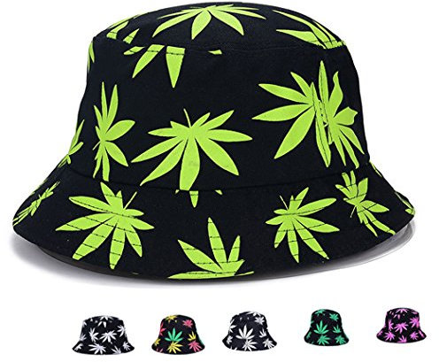 Bucket Hat Cap Marihuana Weed Leaf Cannabis - Foldable Snapback Men Women, Stil 1, Einheitsgröße