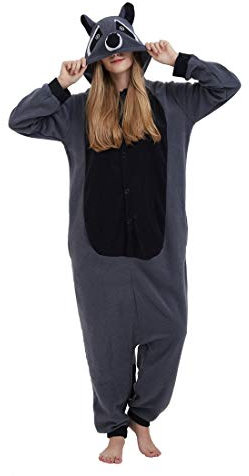 Pigiama Animali Cosplay Uomo Donna Adulti Costume Tuta Grigio M
