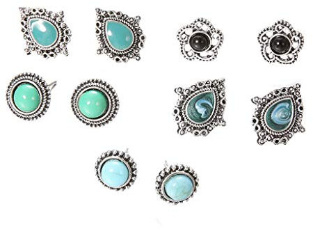 Damen Ohrstecker Vintage Türkis Ohrringe Set Retro Böhmen Ohrringe Elegant Edelstahl Schmuck für Frauen