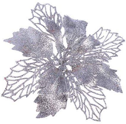 Artibetter 12 Stück Künstliche Glitterblumen Ostern Blumen Kranz Weihnachtsbaumschmuck (Gold)