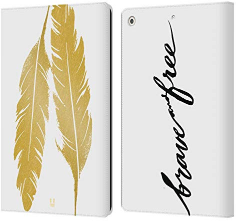 Head Case Designs Valiente Y Libre Gran como Oro Carcasa de Cuero Tipo Libro Compatible con Apple iPad 10.2 2019/2020/2021