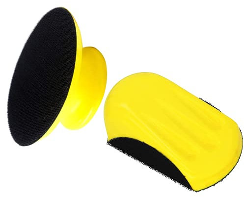 VIBRATITE 5 Inch Hook and Loop Round & Mouse Hand Sanding Block, Ideal for Woodworking, Furniture Restoration, Home and Automotive Body,Sanding Pad Hook Backing Plate for Sanders or Polishers,2PCS