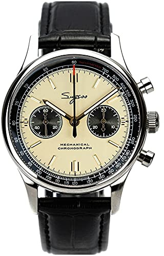 40 mm Racing Panda Chrono Möwe ST1901 Uhrwerk Saphirglas Chronograph Herrenuhr 1963 SUPANK005SN, silber, Armband