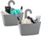 Tatkraft Posh Grey Praktisch 2er-Set Duschkorb mit Haken zum Einhängen mit Ablaufloch, Duschgel Behälter, Stabiles Badkorb Zum Haengen, Robustem Kunststoff