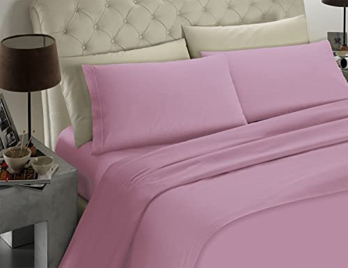 Banzaii Juego de Sábanas 100% Microfibra 4 Piezas para Cama de 180 – 1 Sábana Bajera Ajustable + 1 Encimera + 2 Fundas de Almohada 45x100 cm, Lila