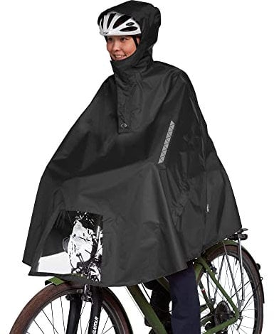 Tatonka Bike Poncho S - Wasserdichter Fahrrad-Poncho mit Kapuze, Sichtfenster für das Fahrradlicht, Reflektoren und Eingriffen für die Hände - Größe S (black)