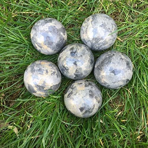 6 Stück Marmor Steinkugeln grau 7 cm, Garten Dekoration, Wohnraumdekoration