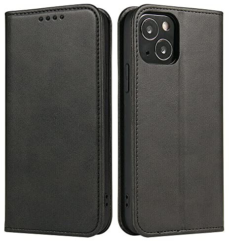 Mixroom - Custodia Cover Case a Libro Nero per iPhone 13 Mini con Stand in Ecopelle Chiusura Magnetica Formato Portafoglio Parte Interna in TPU Morbida con Bordi Piatti