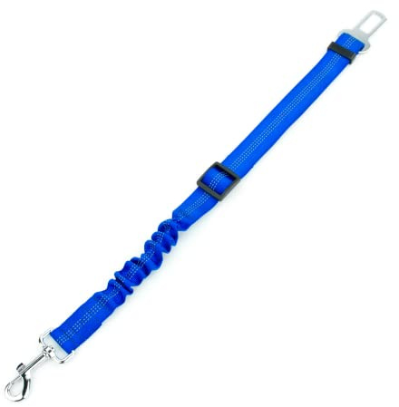 KCT Adjustable Dog Seat Belt Clip Reflective Car Safety Lead Universal Fit- Blue
