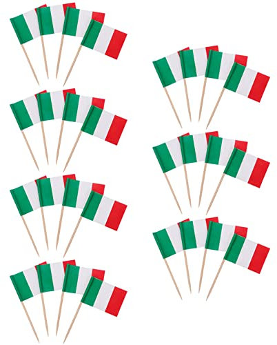 Italien Flagg Zahnstocher 200Pcs Italienische Flaggen Picks Zahnstocher Flagge Land Picks Mini Cupcake Toppers Stick für Party Food Cake Desert Dekoration