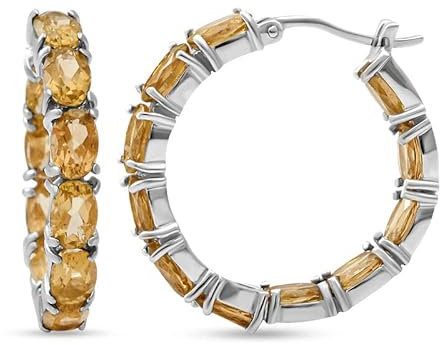 SHOP LC Citrin-Creolen 925 Silber platiniert ca. 12 32 ct