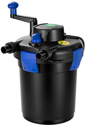VIVOGROW Bio Druck Teichfilter bis zu 1000 Gallonen Teichfiltersystem mit praktischer Reinigung Kurbel Griff für Garten, Pool, Fischteich, Schwarz
