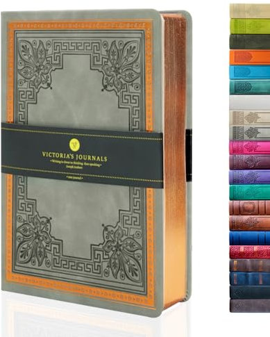 Victoria's Journals VICTORIA'S JOURNALS Leatherette Vintage Journal Hard Cover Lined Notebook Old Looking Travel Diary, A5 Size 5.7'' x 8.1''