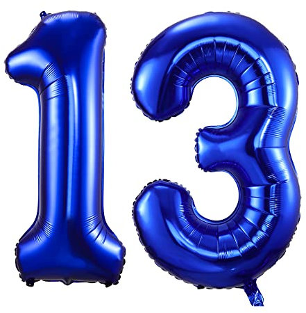 100cm Dunkelblau Luftballon Zahl 13 zum Geburtstag Fliegt Mit Helium Folienballon Geburtstagsdeko Ballon Zahl Deko zum Geburtstag (Dunkelblau, Zahl 13)