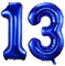 100cm Dunkelblau Luftballon Zahl 13 zum Geburtstag Fliegt Mit Helium Folienballon Geburtstagsdeko Ballon Zahl Deko zum Geburtstag (Dunkelblau, Zahl 13)