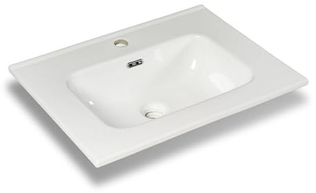 NORBE Lavabo ad Incasso (60x46 cm) in Ceramica | Lavandino Design Moderno vasca rettangolare | Finitura Bianco Lucido | Lavamani senza Piletta| Bacinella Sanitari Bagno (Vasca Quadra, 60x46 cm)