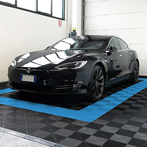 SOGI PAV-03-AZ Kit piastrelle in PP per pavimento officina, garage - 40x40 cm - 1 mq - 10 mq - 50 mq - 100 mq - colore azzurro (40 x 40 cm = 1 piastrella)