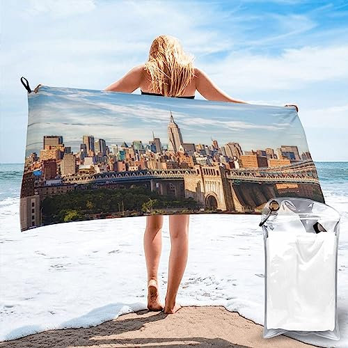 DEHIWI New York City schnell trocknendes Strandtuch, Mikrofaser, saugfähig, sanddicht, Badetuch für Reisen, Camping, Yoga, Sport, 60 x 140 cm