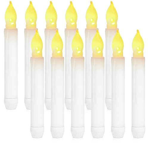 mizikuu LED Kerzen Flackernd, 12 Stück LED Stabkerzen Batteriebetriebene Flackernde Flammenlose Kerzen Langanhaltend Schwebende Kerzen für Weihnachten Hochzeit Harry Potter Geburtstags Deko