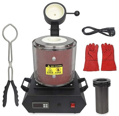 Four Fusion Électrique Four Fusion en Or, Four Fusion Numérique Automatique 1150 ℃, Four Fusion des Métaux, Capacité 1/2/3 Kg, Kit Four Coulée pour Raffinage l'or Et l'argent,Red-1KG
