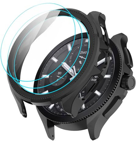 GIOPUEY [1+3 Stück Bling Hülle Kompatibel mit Xiaomi Watch 2 Pro, mit Schutzfolie, Hartplastikmaterial, Antikollision, Xiaomi Watch 2 Pro Cover - Black