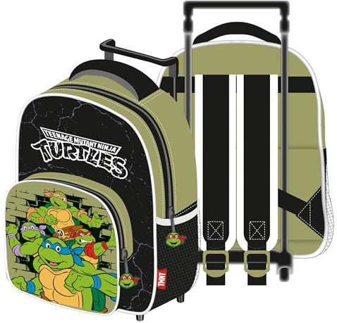 ARDITEX TN16453 Trolley 24 x 36 x 12 cm mit klappbarem Sockel aus Nickelodeon Ninja, grün
