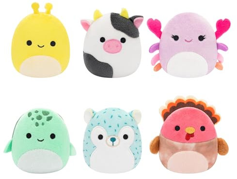 Squishmallows Micromallows SQMM0011-6er Pack, superweiche Mini, 6,5 cm Plüschfiguren