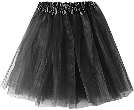 Glitzer Rock Damen Mädchen Tüllrock Dehnbaren Tütü Rock Minirock Star Pailletten Petticoat Unterrock Prinzessin Ballettrock Tutu Rock Fasching Karneval Kostüm Party Tüllrock Schwarz