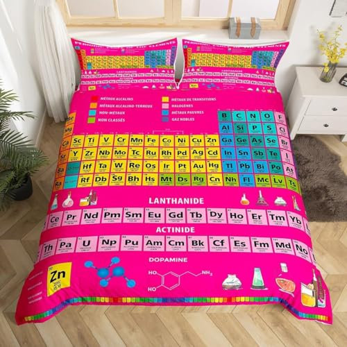 Bettwäsche 200x200 Periodensystem, Weiche Microfaser 3D Bettbezug Teenager, Bettbezüge Periodensystem und 2 Kissenbezug 80x80 cm SS641