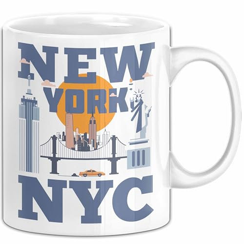 New York City Tasse Geschenk USA Urlaub Reisen Kaffee-Becher (Weiß)