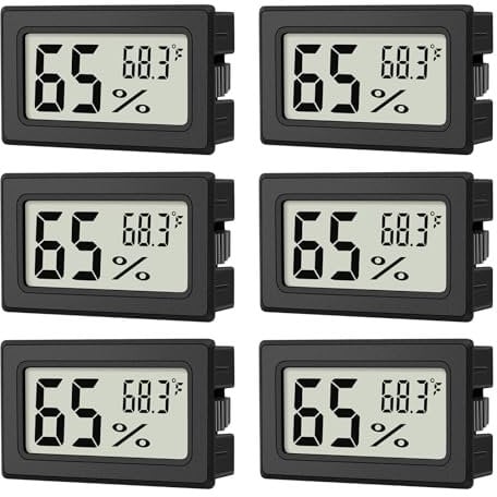 Confezione da 6 mini igrometro per umidità interna, mini termometro digitale misuratore di umidità, termometro igrometro per interni, monitor Fahrenheit (℉) per termostato rettile, barattoli rettili