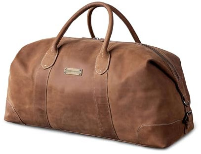 DRAKENSBERG Weekender 'David' - Mittelgroße Leder Reisetasche Herren und Damen im Vintage-Design, erweiterbar, 45L - Havanna-Braun, DR00306-M
