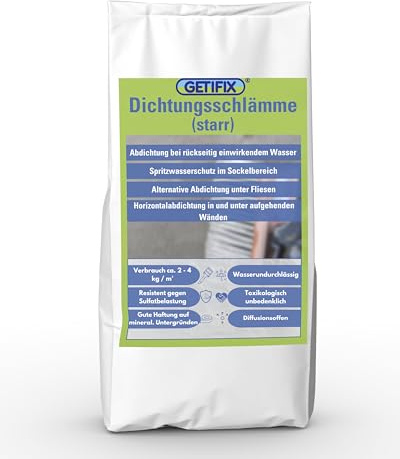 GETIFIX Dichtungsschlämme (starr) 25 kg – Bauwerksabdichtung im Hoch- und Tiefbau für Innen und Außen, Keller, auf mineralischen Untergründen für alle Wassereinwirkungsklassen