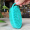 Spazzola sensoriale per bambini o autismo, scrubber per il corpo in morbido silicone, spazzole per terapia, spazzola per doccia per animali domestici (appendibile-ovale-verde acqua)