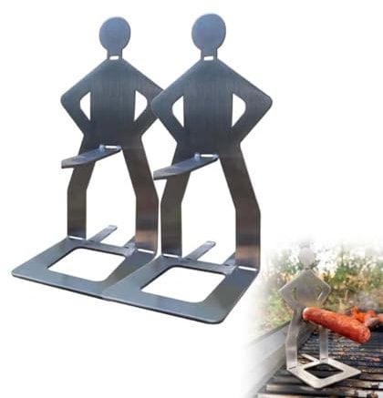 NTDMSFWM Divertente omino Barbecue for Salsicce in Piedi Uomo in Piedi Porta Salsicce for Barbecue Pieghevole in Metallo Strumento for Barbecue for Accessori da Cucina da Campeggio all'aperto