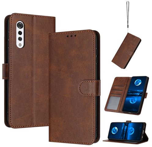 QiongniAN Handytasche kompatibel mit LG G9 Hülle Leder,kompatibel mit LG Velvet LM-G910EMW LM-G900N LM-G900EM LM-G900TM LM-G900N Hülle PU Flip-Telefonhülle Brown