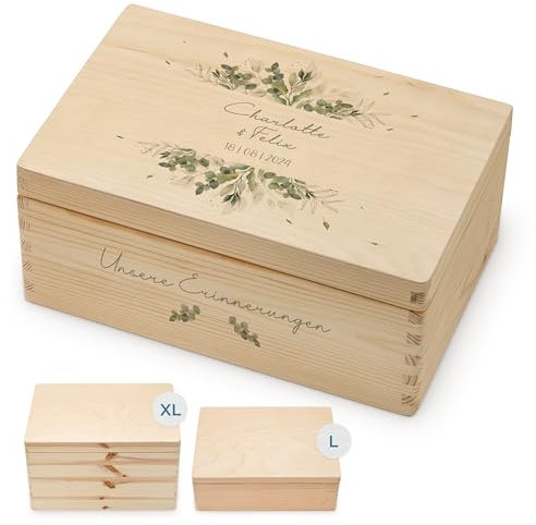 Amari ® Personalisierte Erinnerungsbox aus Holz | Pflanzwelt | Individuelles Hochzeitsgeschenk Erinnerung Hochzeit Personalisiertes Holzkiste