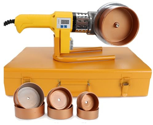 QUTBAG Saldatrice Fusione di Tubi, saldatrice Tubi in plastica con Temperatura Regolabile 120-330 ℃, saldatrice a Caldo Tubi plastica Display Digitale con 3 Teste portapettini (75 mm, 90 mm, 110 mm)