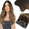 Moresoo Clip in Extensions Echthaar, Salon Qualität Weiches Glattes Haar 40 cm 7 Stück 135g Extensions Clip in #4/10/16 Braun zu Goldbraun mit Goldblond, Leicht zu Tragen Solide und Langlebig