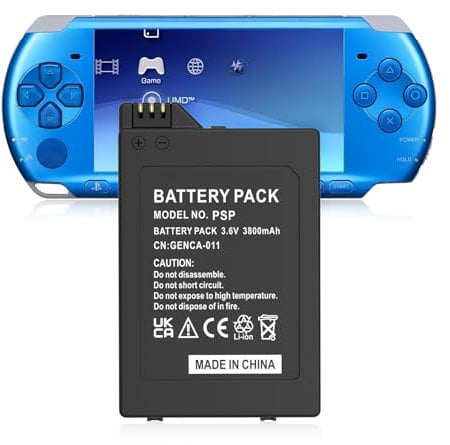 Battery for PSP2000/PSP3000, 3800mAh High Capacity Battery for Sony PSP-S110, PSP-2001, PSP-3000, PSP-3004,PSP-3001, PSP-3002, PSP Slim Console