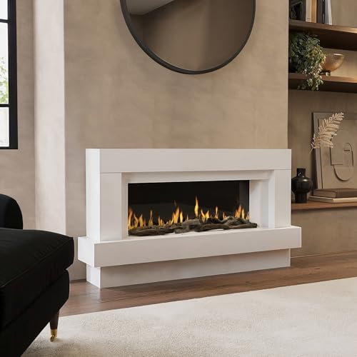Amberglo White 48inch WiFi Enabled Wall Mounted Electric Fireplace