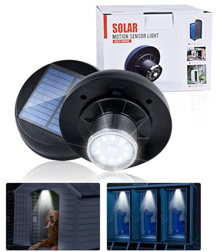 Solar Motion Sensor Lights for Outdoor Portable Toilet, Waterproof Roof Mounted Solar Light for Chicken Coop, Dog House, Storage Shed,Portable Potty, Camping Accessories